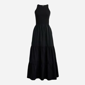 J.Crew Black Vintage Rib High Neck Cutaway Tank Maxi Dress
